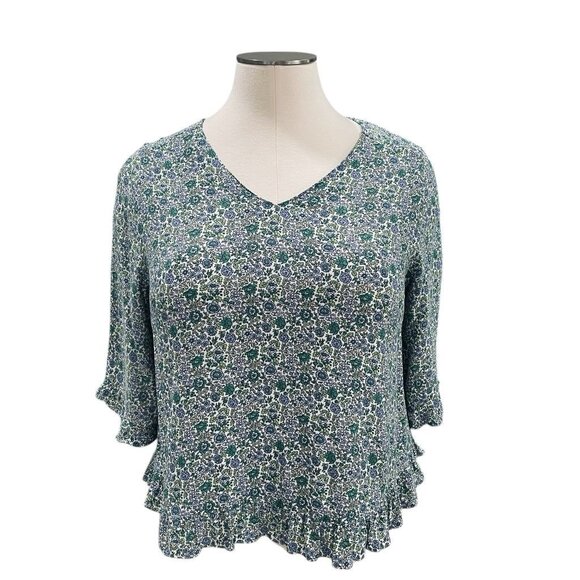 Cynthia Rowley Floral Blouse Bundle Ruffle Hem Boho Cottagecore Plus 1X - Picture 2 of 11
